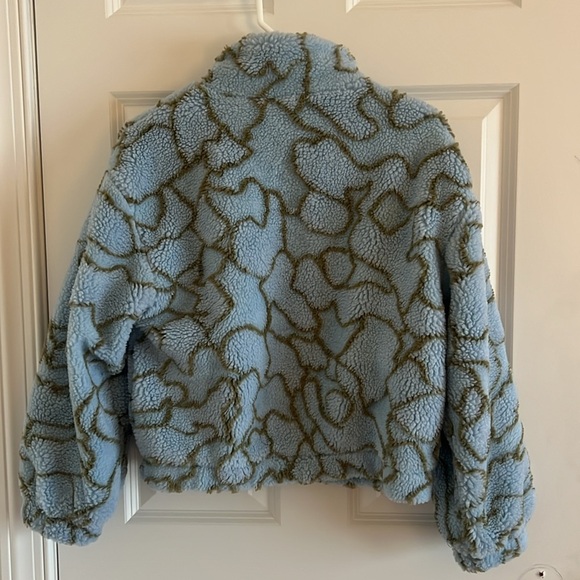 All in Favor Print Fleece Bomber Jacket in Blue NWT size Small - Picture 5 of 8